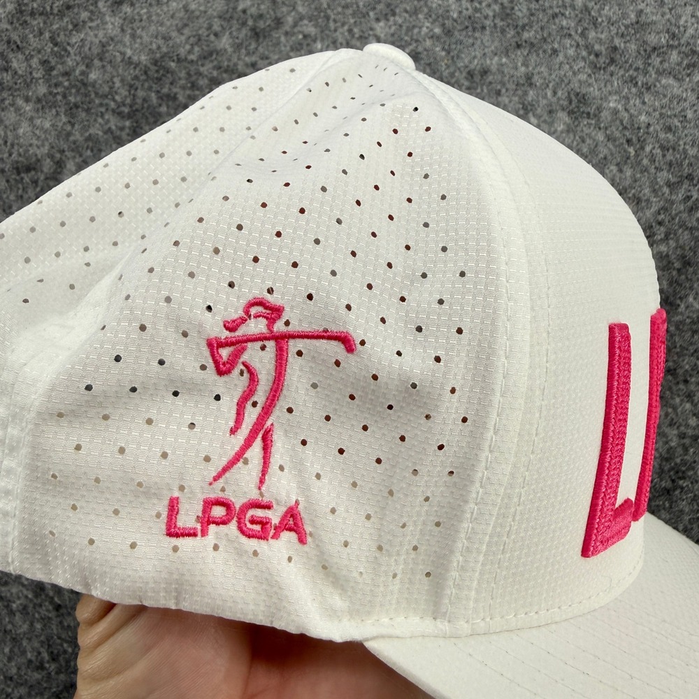 G/FORE LPGA Golf Hat Womens OS White Pink Snapback Perforated GMH000002 - Picture 2 of 10